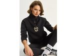 Bestickter ReißVerschluss-Kragen Sweatshirt
