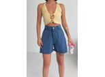 Hochtaillierte Denim-Shorts Mit Weitem Bein