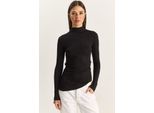 Figurbetontes Rollkragen-Longsleeve-Bluse Mit RüSchendetail