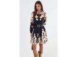 Blumenmuster V-Ausschnitt Tailliertes Minikleid