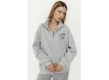 Bedruckter ReißVerschluss-Kragen Relaxed Fit Sweatshirt