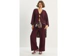 V-Ausschnitt Strickjacke Und Weit Geschnittene Hose Set