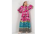Muster Maxi-Kleid Mit V-Ausschnitt