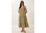 RüSchen V-Ausschnitt Midi-Kleid