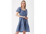 Mini Kleid In A-Linie Mit Quadratischem Ausschnitt Und Schleife