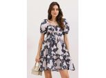 Mini-Kleid In A-Linie Mit Quadratischem Ausschnitt Und Schleife