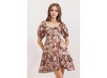 Mini-Kleid Mit Quadratischem Ausschnitt Und Schleife In A-Linie