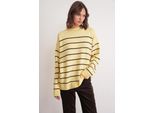 Gestreifter Rundhals Relaxed Strickpullover