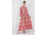 Bedrucktes V-Ausschnitt Maxikleid Mit Knopfverschluss