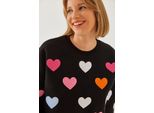 Bestickter Herzmuster Rundhals-Sweatshirt