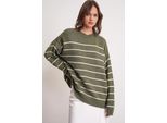Gestreifter Rundhals Entspannt Geschnittener Strickpullover