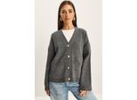 Dicker Rippstrick-V-Ausschnitt-Cardigan Mit Knopfverschluss