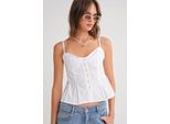 Herzchen-Ausschnitt Knopf-Front Peplum Cami Top