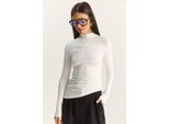 Figurbetontes Rollkragen-Bluse Mit Langen ÄRmeln Und RüSchendetails