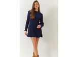 Rippstrick-Kleid Mit Rundhalsausschnitt