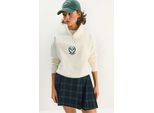 Bestickter ReißVerschluss-Kragen-Sweatshirt