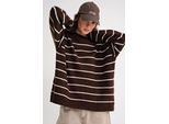 Gestreifter Rundhals-Lockerer Strickpullover