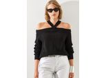 Strukturierter Rundhals-Pullover Mit Langen ÄRmeln Und Cut-Out-Details