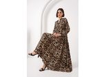 Gedrucktes V-Ausschnitt Maxikleid Mit Knopfverschluss