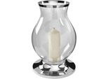 Windlicht Fink "Big", Silber (Silberfarben), H:29,5Cm Ø:18,5Cm, Glas, Metall, Kerzenhalter, Windlicht, Silberfarben - Aus Metall Vernickelt Und Glas