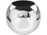 Dekovase Fink "Moon", Silber (Silberfarben), H:20Cm Ø:25Cm, Eisen, Vasen, Kugelvase, Tischvase Aus Metall, Mit GehäMmerter Struktur, HöHe 20 Cm