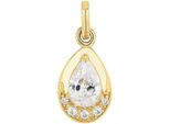 KettenanhäNger Amor "Tropfen", Gold (Gelbgoldfarben, Kristallweiß, Kristallweiß), SchmuckanhäNger, Damen, Gelbgold 375, 0,64 G, KettenanhäNger, Mit Zirkonia (Synth.)