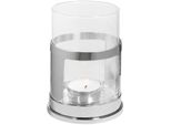 Windlicht Fink "Domo", Silber (Silberfarben), H:19Cm Ø:13,5Cm, Edelstahl, Glas, Kerzenhalter, Windlicht, Aus Edelstahl Und Glas, HöHe Ca. 19 Cm