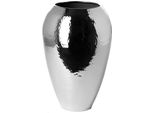 Dekovase Fink "Malana", Silber (Silberfarben), H:26Cm Ø:17Cm, Eisen, Vasen, GehäMmert, Handarbeit, Unikatcharakter, Vernickelt, Wasserdicht