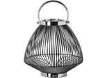 Kerzenlaterne Fink "Flix", Silber (Schwarz, Silberfarben), H:27Cm Ø:29Cm, Eisen, Kerzenhalter, Kerzenhalter Aus Eisen, HöHe Ca. 27 Cm