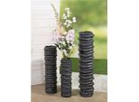 Bodenvase Casablanca By Gilde "Bodenvase "Rillo", Schwarz, B:20Cm H:78Cm T:20Cm, Keramik, Vasen