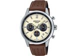 Chronograph Casio Edifice, Braun (Braun, Creme), Armbanduhren, Herren, Chronograph, Quarzuhr, Armbanduhr, Herrenuhr, Lederarmband, Analog, Tag
