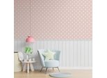 Fototapete Living Walls "Wallpanel Tapete Wandpaneele Motivtapete Punkte Landhaus", Rosa (Grau,Rosa,Weiß), B:1,59M H:0,02M L:2,8M, Vlies, Tapeten, Vliestapete Kinderzimmer FüR Schlafzimmer KüChe Wohnzimmer Wandpaneele