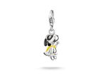 Charm-EinhäNger Thomas Sabo "Thomas Sabo X Peanuts Snoopy Als Superheld Charm - Original", Silberfarben, Schwarz, Gelb, Charms, Damen, Silber 925 (Recycelt), Emaille