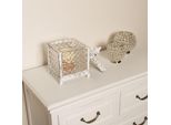 Aufbewahrungsbox "Leyla, Weiß", Weiß, B:16Cm H:16Cm T:26Cm, Holzwerkstoff, MyFlair MÖBel & Accessoires, Aufbewahrungsboxen, Aufbewahrungsbox, Aus Metall & Glas, Mit Deckel