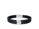 Armband Fossil "Schmuck Geschenk Edelstahl Leder Armschmuck Armkette Jewelry", Schwarz (Blau, Schwarz, Edelstahlfarben), ArmbäNder, Damen, 21,5Cm, Edelstahl Leder, Edelstahl, Leder, Armband