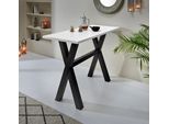 Bartisch MÄUsbacher, Weiß (Schwarzstahl, Weiß Matt Lack, Schwarzstahl), B:140Cm H:105Cm T:70Cm, Tische, Bartisch, Gestell In X-Form (Breite 120, 140 Oder 160 Cm)
