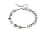 Edelstahlarmband Bruno Banani "Schmuck Geschenk Edelstahlarmband Mit Natursteinen", Edelstahlfarben, Beige, Beige, ArmbäNder, Herren, 24Cm, Edelstahl, Edelstahlarmband, Mit Naturstein