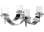 Kerzenleuchter Fink "Gallery", Silber (Silberfarben), H:17,5Cm Ø:38,5Cm, Aluminium, Edelstahl, Glas, Kerzenhalter, Leuchter-Kranz Mit Glas, 4-Flammig, Adventskranz