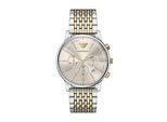 Chronograph Emporio Armani, Gelbgoldfarben, Edelstahlfarben, Grau, Armbanduhren, Herren, Chronograph, Quarzuhr, Armbanduhr, Herrenuhr, Edelstahlarmband, Analog, Tag