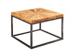 Couchtisch Massivholz Quadratisch 55Cm Wohnzimmertisch Metallgestell Industrial