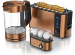 Arendo Frühstücks-Set in Kupfer Optik, Wasserkocher + Eierkocher + Toaster