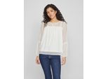 Blusenshirt Vila "Viedee L/S Top - Noos", Damen, Gr. 34, Weiß (Snow Weiß), Chiffon, Obermaterial: 100% Polyester, Unifarben, Regular Fit Normal, Rundhals, Shirts Blusenshirt