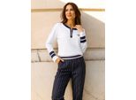 Langarmshirt Classic Basics "Langarm-Shirt", Damen, Gr. 42, Marine, Weiß, Geringelt, 100% Baumwolle, Gemustert, Mehrfarbig, Shirts Langarmshirt