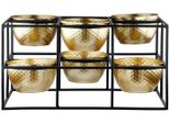 Teelichthalter Casablanca By Gilde "6Er Teelichtleuchter Frame, H.14 Cm", Gold (Goldfarben), B:27Cm H:14Cm T:18Cm, Metall, Kerzenhalter, Teelichthalter