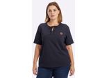 T-Shirt sheego "Halbarmshirt", Damen, Gr. 44/46, Tiefblau, 100% Baumwolle, Unifarben, Rundhals, Shirts T-Shirt