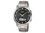 Funkchronograph Casio Funk, Silber (Silberfarben, Schwarz, Silberfarben), Armbanduhren, Herren, Solaruhr, Armbanduhr, Herrenuhr, Funkuhr, Titanarmband, Saphirglas