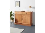 Sideboard Otto Home "SchröDer", Beige (Natur Gebeizt, Gewachst), B:114Cm H:85Cm T:40Cm, Fsc-Zertifiziertes Massivholz, Sideboards, Sideboard, Kommode, 2 SchiebetüRen, 2 Schubkasten, Aus Massivem Kiefernholz