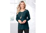 Langarmshirt Classic Basics "Shirt", Damen, Gr. 54, Blau (Petrol), 100% Baumwolle, Unifarben, Rundhals, Shirts Langarmshirt
