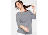 3/4-Arm-Shirt Sheego "3/4-Arm-Shirt", Damen, Gr. 48/50, Blau (Marine), 100% Baumwolle, Gemustert, Mehrfarbig, Rundhals, Shirts 3/4-Arm-Shirt