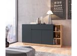Kommode Otto Home "Bristol", Grau (Kosmos Anthrazit, Coast Evoke Eichefarben), B:162,9Cm H:86,3Cm T:40Cm, Holzwerkstoff, Sideboards, Kommode, Breite Ca. 163 Cm